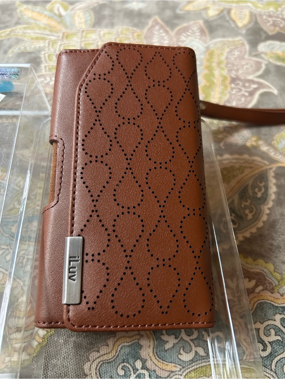 iLuv Brown Perforated Leather Phone Wallet